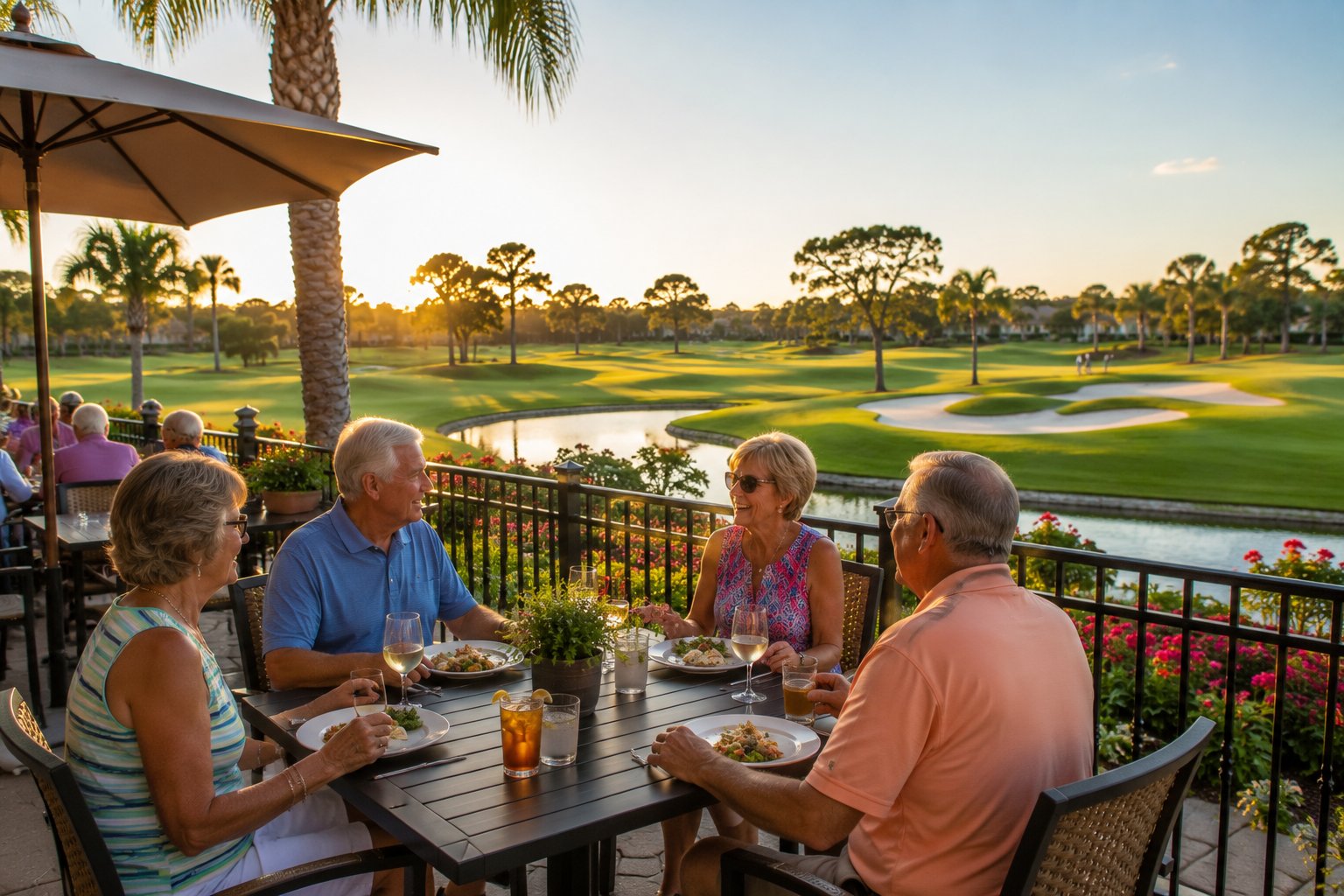 Dining with a golf-course view